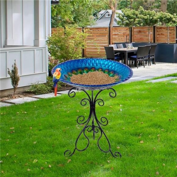 Large Metal Standing Bird Bath for Outside with Folding Bracket for outdoor - Picture 4 of 7